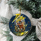 North Queensland Cowboys Rugby Christmas Ceramic Ornament Holiday Mascot Graphic Art Festive Lights Bow
