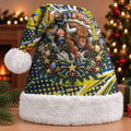 North Queensland Cowboys Rugby Christmas Santa Hat Holiday Mascot Graphic Art Festive Lights Bow
