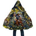 Personalized North Queensland Cowboys Rugby Christmas Cloak Holiday Mascot Graphic Art Festive Lights Bow