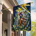 Personalized North Queensland Cowboys Rugby Christmas Garden Flag Holiday Mascot Graphic Art Festive Lights Bow