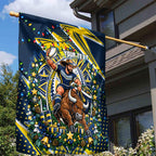 Personalized North Queensland Cowboys Rugby Christmas Garden Flag Holiday Mascot Graphic Art Festive Lights Bow