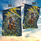 Personalized North Queensland Cowboys Rugby Christmas Garden Flag Holiday Mascot Graphic Art Festive Lights Bow