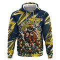 Personalized North Queensland Cowboys Rugby Christmas Hoodie Holiday Mascot Graphic Art Festive Lights Bow