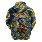 Personalized North Queensland Cowboys Rugby Christmas Hoodie Holiday Mascot Graphic Art Festive Lights Bow