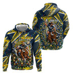 Personalized North Queensland Cowboys Rugby Christmas Hoodie Holiday Mascot Graphic Art Festive Lights Bow