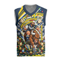 Personalized North Queensland Cowboys Rugby Christmas Knitted V-Neck Vest Holiday Mascot Graphic Art Festive Lights Bow