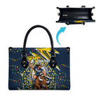 Personalized North Queensland Cowboys Rugby Christmas Leather Bag Holiday Mascot Graphic Art Festive Lights Bow