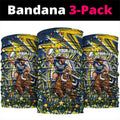 Personalized North Queensland Cowboys Rugby Christmas Neck Gaiter Holiday Mascot Graphic Art Festive Lights Bow