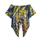 Personalized North Queensland Cowboys Rugby Christmas Off Shoulder Wrap Waist Top Holiday Mascot Graphic Art Festive Lights Bow