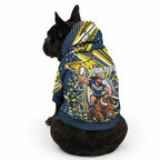Personalized North Queensland Cowboys Rugby Christmas Pet Hoodie Holiday Mascot Graphic Art Festive Lights Bow