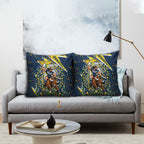 Personalized North Queensland Cowboys Rugby Christmas Pillow Cover Holiday Mascot Graphic Art Festive Lights Bow