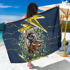 Personalized North Queensland Cowboys Rugby Christmas Sarong Holiday Mascot Graphic Art Festive Lights Bow