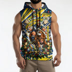 Personalized North Queensland Cowboys Rugby Christmas Sleeveless Zip Hoodie Holiday Mascot Graphic Art Festive Lights Bow