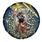 Personalized North Queensland Cowboys Rugby Christmas Spare Tire Cover Holiday Mascot Graphic Art Festive Lights Bow