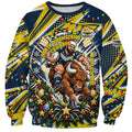 Personalized North Queensland Cowboys Rugby Christmas Sweatshirt Holiday Mascot Graphic Art Festive Lights Bow