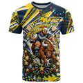 Personalized North Queensland Cowboys Rugby Christmas T Shirt Holiday Mascot Graphic Art Festive Lights Bow