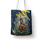 Personalized North Queensland Cowboys Rugby Christmas Tote Bag Holiday Mascot Graphic Art Festive Lights Bow