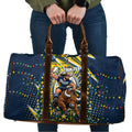 Personalized North Queensland Cowboys Rugby Christmas Travel Bag Holiday Mascot Graphic Art Festive Lights Bow