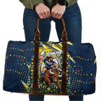 Personalized North Queensland Cowboys Rugby Christmas Travel Bag Holiday Mascot Graphic Art Festive Lights Bow