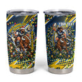 Personalized North Queensland Cowboys Rugby Christmas Tumbler Cup Holiday Mascot Graphic Art Festive Lights Bow