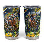 Personalized North Queensland Cowboys Rugby Christmas Tumbler Cup Holiday Mascot Graphic Art Festive Lights Bow
