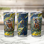 Personalized North Queensland Cowboys Rugby Christmas Tumbler Cup Holiday Mascot Graphic Art Festive Lights Bow