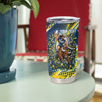 Personalized North Queensland Cowboys Rugby Christmas Tumbler Cup Holiday Mascot Graphic Art Festive Lights Bow