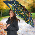 Personalized North Queensland Cowboys Rugby Christmas Umbrella Holiday Mascot Graphic Art Festive Lights Bow
