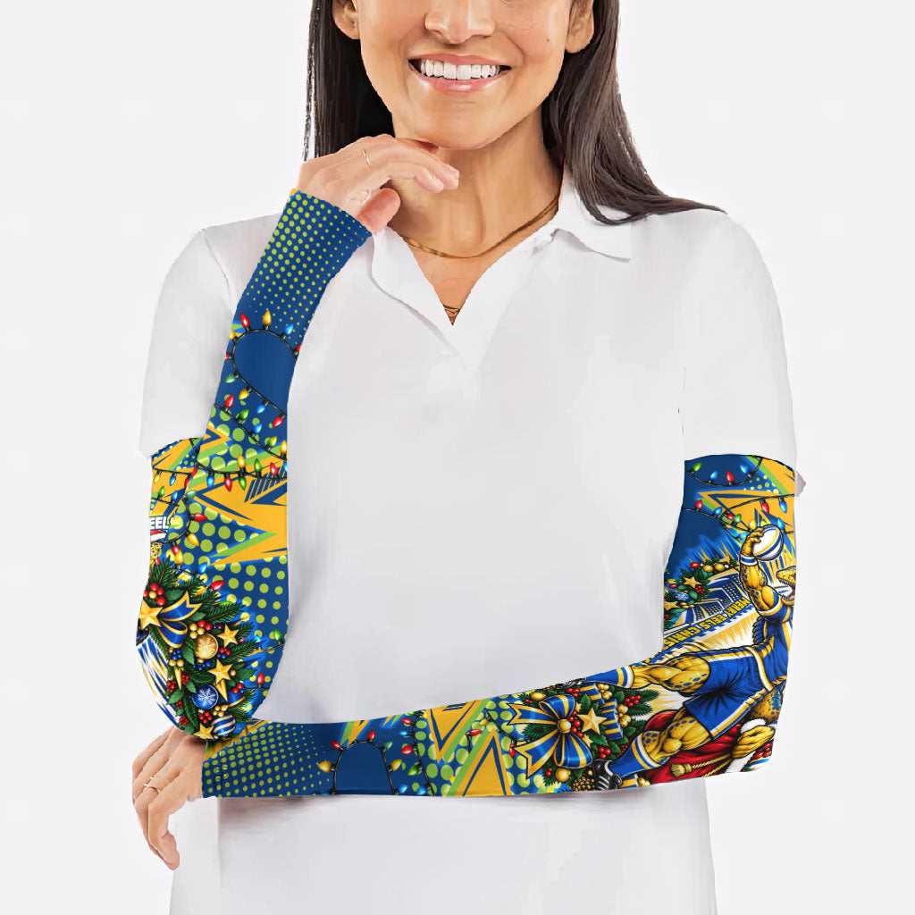 Personalized Parramatta Eels Rugby Christmas Arm Sleeves Holiday Mascot Graphic Art Festive Lights Bow