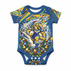 Personalized Parramatta Eels Rugby Christmas Baby Onesie Holiday Mascot Graphic Art Festive Lights Bow