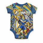 Personalized Parramatta Eels Rugby Christmas Baby Onesie Holiday Mascot Graphic Art Festive Lights Bow