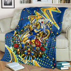 Personalized Parramatta Eels Rugby Christmas Blanket Holiday Mascot Graphic Art Festive Lights Bow