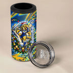 Personalized Parramatta Eels Rugby Christmas 4 in 1 Can Cooler Tumbler Holiday Mascot Graphic Art Festive Lights Bow