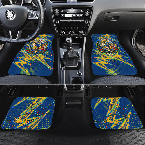 Personalized Parramatta Eels Rugby Christmas Car Mats Holiday Mascot Graphic Art Festive Lights Bow