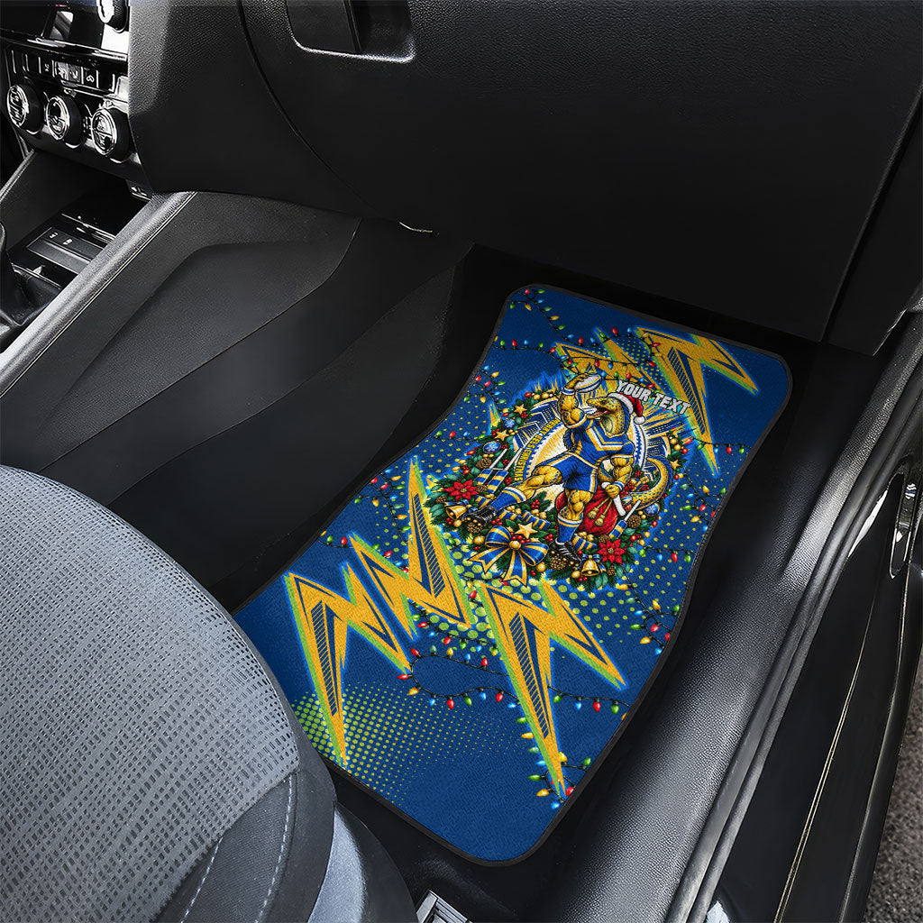 Personalized Parramatta Eels Rugby Christmas Car Mats Holiday Mascot Graphic Art Festive Lights Bow