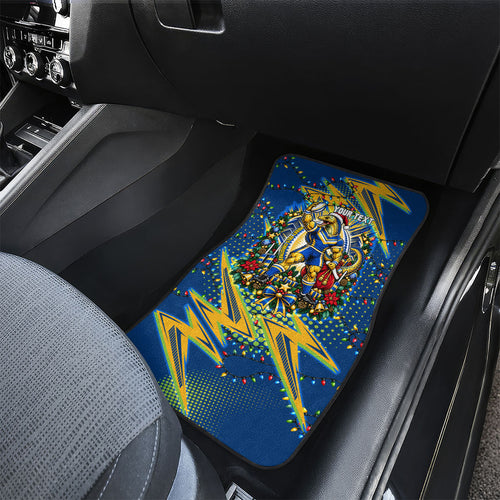 Personalized Parramatta Eels Rugby Christmas Car Mats Holiday Mascot Graphic Art Festive Lights Bow