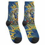 Personalized Parramatta Eels Rugby Christmas Crew Socks Holiday Mascot Graphic Art Festive Lights Bow