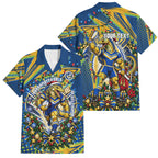 Personalized Parramatta Eels Rugby Christmas Family Matching Off Shoulder Maxi Dress and Hawaiian Shirt Holiday Mascot Graphic Art Festive Lights Bow