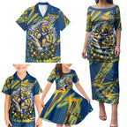 Personalized Parramatta Eels Rugby Christmas Family Matching Puletasi and Hawaiian Shirt Holiday Mascot Graphic Art Festive Lights Bow