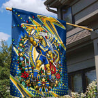 Personalized Parramatta Eels Rugby Christmas Garden Flag Holiday Mascot Graphic Art Festive Lights Bow