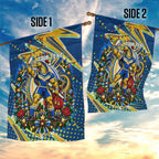 Personalized Parramatta Eels Rugby Christmas Garden Flag Holiday Mascot Graphic Art Festive Lights Bow