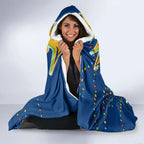 Personalized Parramatta Eels Rugby Christmas Hooded Blanket Holiday Mascot Graphic Art Festive Lights Bow
