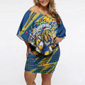 Personalized Parramatta Eels Rugby Christmas Off Shoulder Short Dress Holiday Mascot Graphic Art Festive Lights Bow