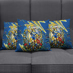Personalized Parramatta Eels Rugby Christmas Pillow Cover Holiday Mascot Graphic Art Festive Lights Bow