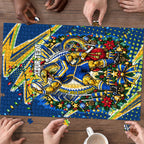 Personalized Parramatta Eels Rugby Christmas Puzzle Holiday Mascot Graphic Art Festive Lights Bow