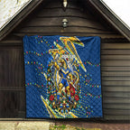 Personalized Parramatta Eels Rugby Christmas Quilt Holiday Mascot Graphic Art Festive Lights Bow