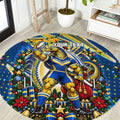 Personalized Parramatta Eels Rugby Christmas Round Carpet Holiday Mascot Graphic Art Festive Lights Bow