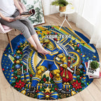 Personalized Parramatta Eels Rugby Christmas Round Carpet Holiday Mascot Graphic Art Festive Lights Bow