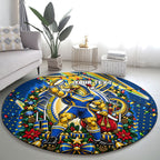 Personalized Parramatta Eels Rugby Christmas Round Carpet Holiday Mascot Graphic Art Festive Lights Bow