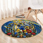 Personalized Parramatta Eels Rugby Christmas Round Carpet Holiday Mascot Graphic Art Festive Lights Bow